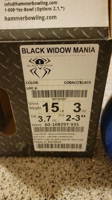 Hammer Black Widow Mania Bowling Ball 1st Quality | 15 Pounds | 2
