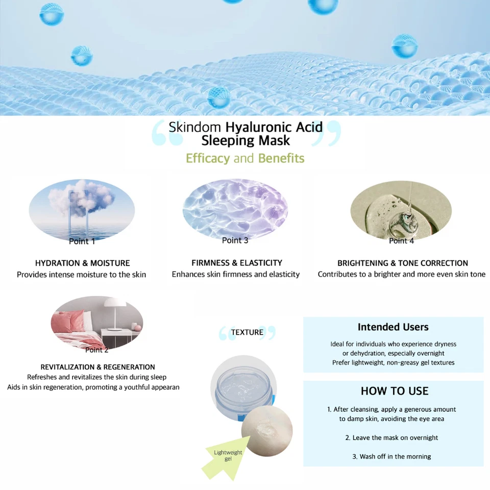 SKINDOM Hyaluronic Acid Sleeping Mask 50ml – Hydrating & Overnight Skin Repair - image 3 of 4