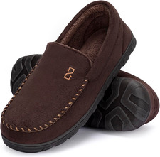 Mens Moccasin Slippers Indoor Outdoor House Slippers Warm Plush Fuzzy Memory .