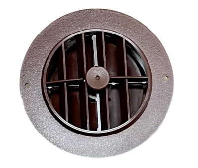 5 1/2" Face 4" Back Walnut Round Rotaire Grille Damper Heat AC Register Vent RV