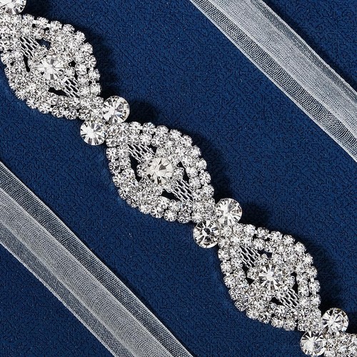 Thin Rhinestone Chain Bridal Sashes Crystal Women Wedding Bridesmaids Dress Belt - Picture 4 of 24