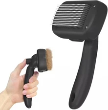 Self Cleaning Shedding Brush - Skin Friendly Grooming Tool for Dogs, Black 