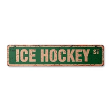 ICE HOCKEY Vintage Street Sign Metal Plastic skates mask sticks pucks goalie