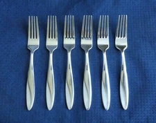 New Oneida SIMMER Set of 6 Salad Forks Stainless Flatware (7 1/8")