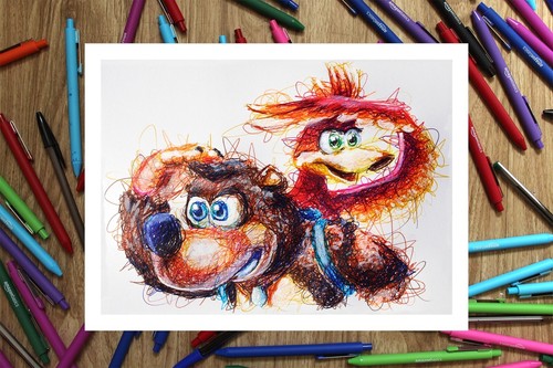 Banjo Kazooie Kugelschreiber Druck, Videospiel Poster - Bild 3 von 3