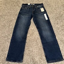 LEVI STRAUSS SIGNATURE Men Loose Fit Cotton Denim Work Jeans - 29x30 Dark Blue