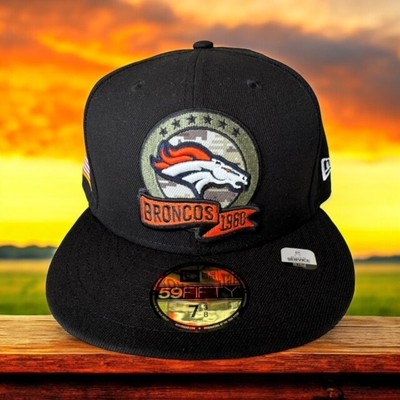 Denver Broncos New Era 59Fifty Salute To Service Black Fitted Sz 7 3/8 Hat Cap