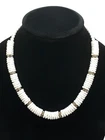 Vintage Art Deco Made in Austria White Milk Glass Rhinestone Beaded Necklace