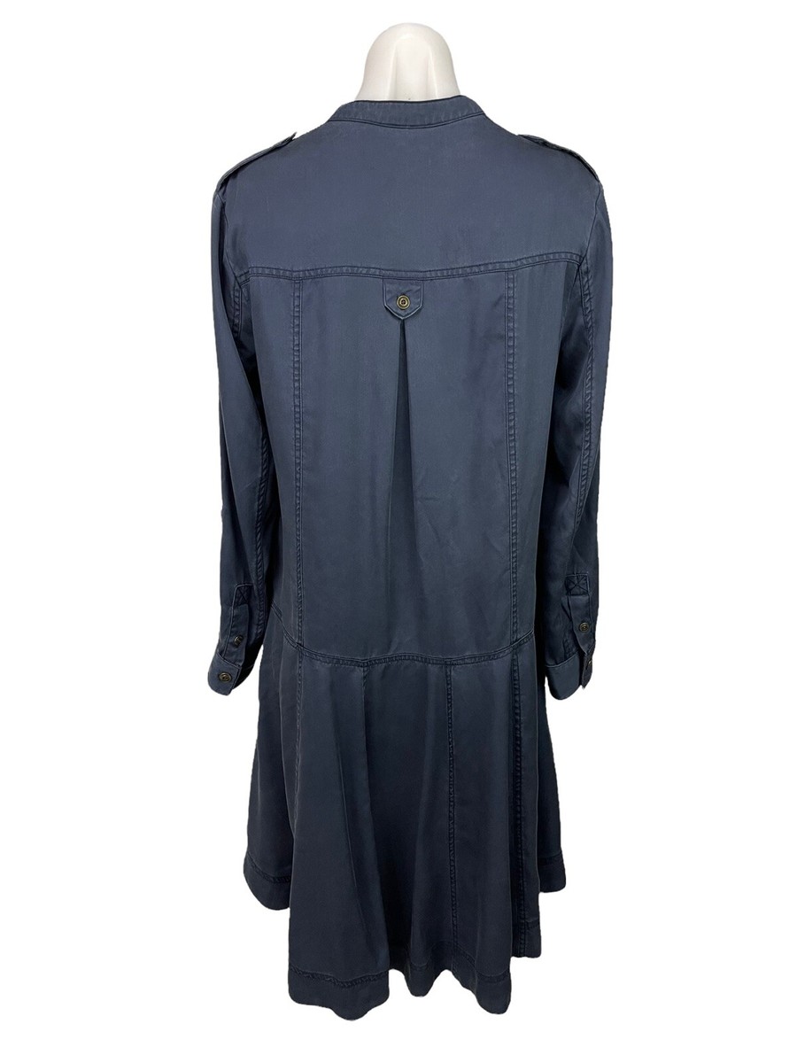 Anthropologie Holding Horses Mariona Navy Blue Button Front Shirt Dress Size 4 View 4