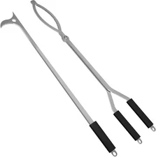 40" Fire Tongs Fire Pit Tongs Set Stainless Steel Fireplace Tongs Log Grabber US