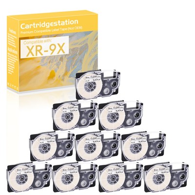 10PK Compatible with Casio XR-9X KL-750 KL-120 Clear Label Maker 3/8'' Sort Tag