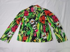 Chico's Bright Floral Button Front jacket Size 1 Exc. Condition