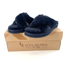 Koolaburra By UGG Ballia Faux Fur Slide Slippers Womens 6 Insignia Blue NEW BOX