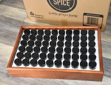 Allspice Cherry Wood 60 Jar Spice Rack, Countertop or Wall Mount, with Labels