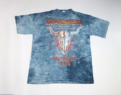 90s 1999 Wacken Open Air Tie Dye Shirt Ten Years Louder Than Hell Men's Large