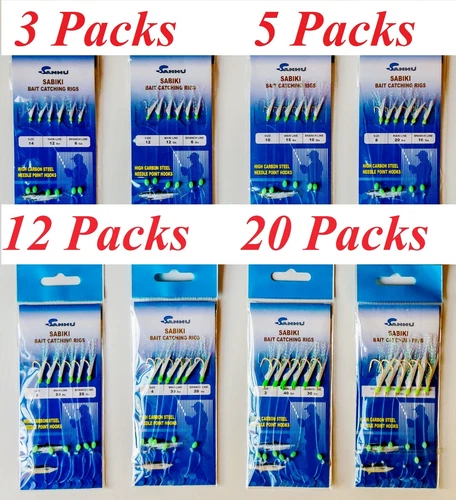 sabiki bait rigs 6 hooks offshore fishing lure Size:1/0,1,2,4,6,8,10,12,14-465