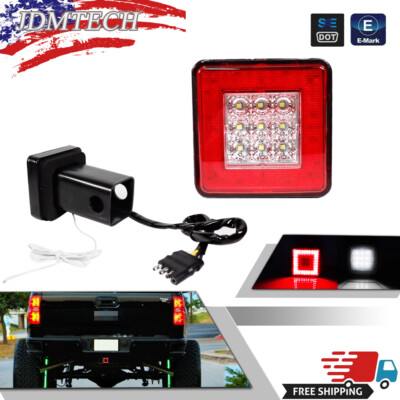 80 LED BRAKE, DRIVING, REVERSE LIGHT LAMP TRAILER TOWING HITCH COVER 2'' RECEIVER