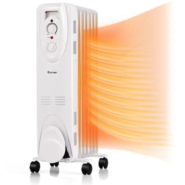 Cuori 1500W Portable Oil Filled Radiator Heater with 4 Rolling Castors |  eBay