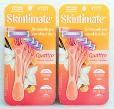 Lot of 2 Skintimate Quattro 4-blade Razor for Women, Vanilla Sugar, 4 Razors ea.