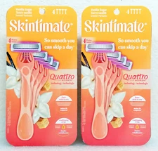 Lot of 2 Skintimate Quattro 4-blade Razor for Women, Vanilla Sugar, 4 Razors ea.