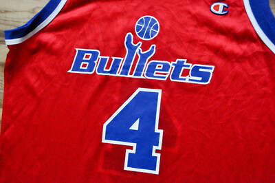 Chris Webber #4 Washington Bullets Champion Jersey NBA Red Men 44