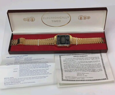  Citron Quartz 1980-Stainless Steel Band-New w/ Original Box & Instructions