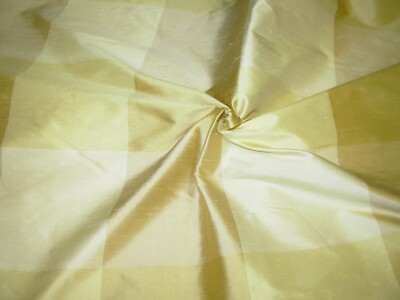 3 YDS  100% SILK PLAID CHECKS DUPIONI DRAPERY UPHOLSTERY FABRIC FOR LESS