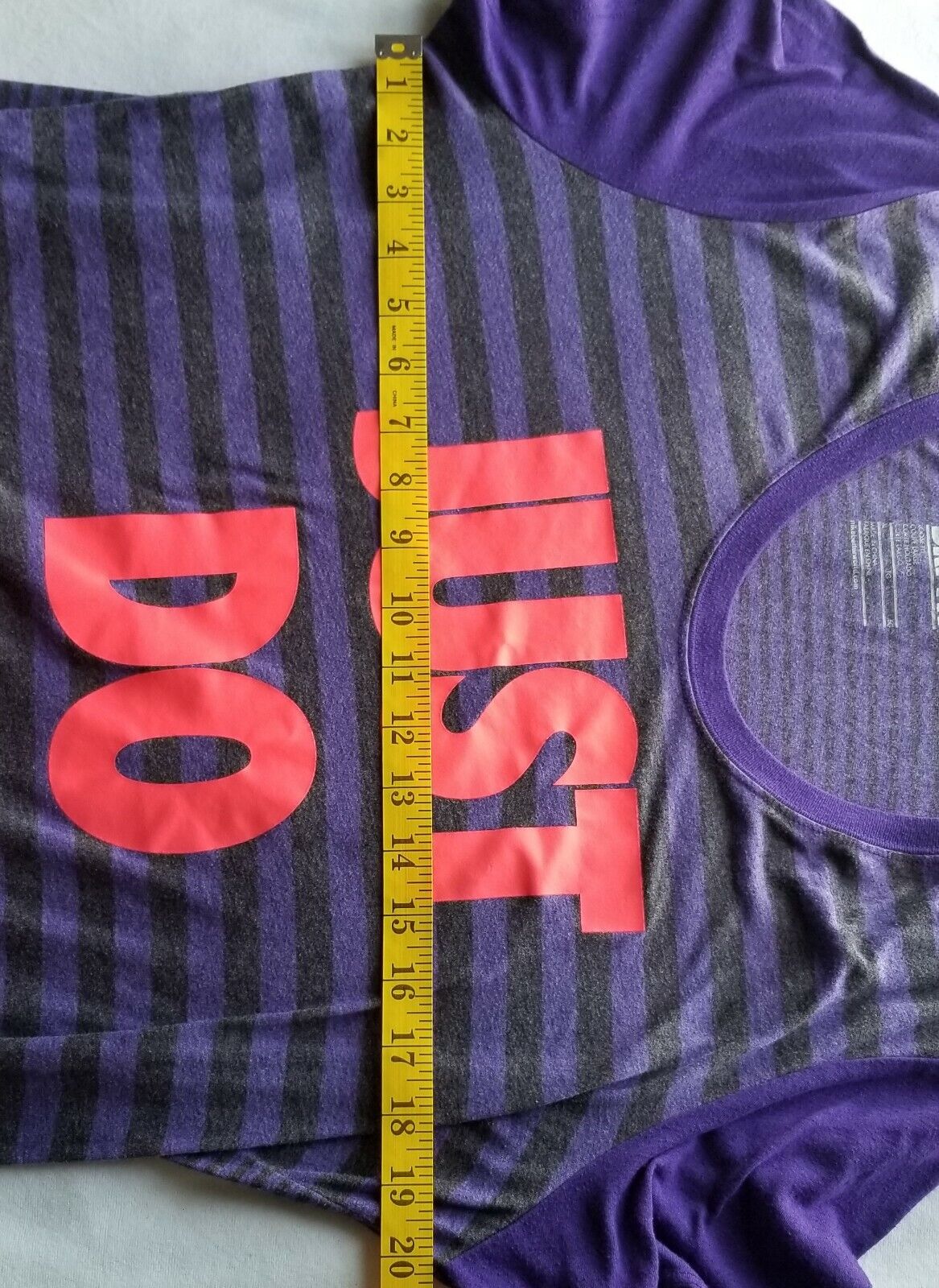 NIKE JUST DO IT Youth XL Striped Tee Purple w Pink Logo RN 56323 Dri Fit  CA05553