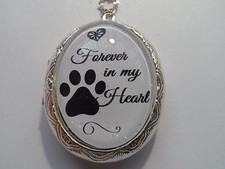 SILVER PLATED MEMORIAL DOG FOREVER IN MY HEART LOCKET