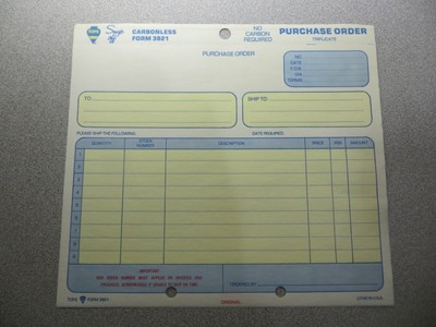 Carbonless 3 Part Tops Purchase Order Form top3821 7/" X 8.50/" Sheet Size