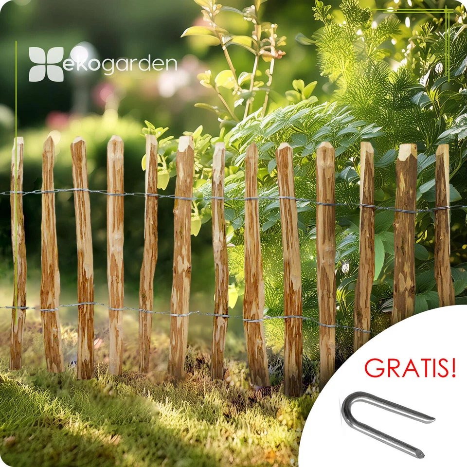 Staketenzaun Gartenzaun Holzzaun Zaunrolle Zaunlatte Teichumrandung H-35-120 cm - Bild 4 von 4