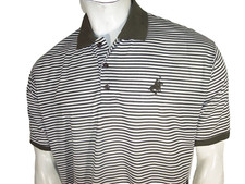 NEW Pacific Polo Club Large Green/White Striped Cotton/Poly Golf Shirt