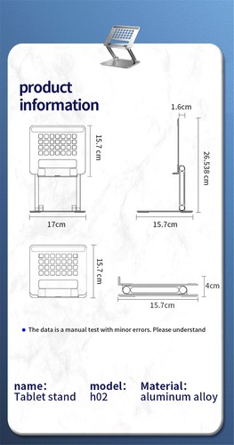 Aluminum Tablet Stand Holder Adjustable Phone Desktop Riser for Office Home - Picture 11 of 11