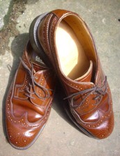 Vintage 1970s Saxone Tan Leather Royal Brogues Size 9 Loake Style Skinhead Mod