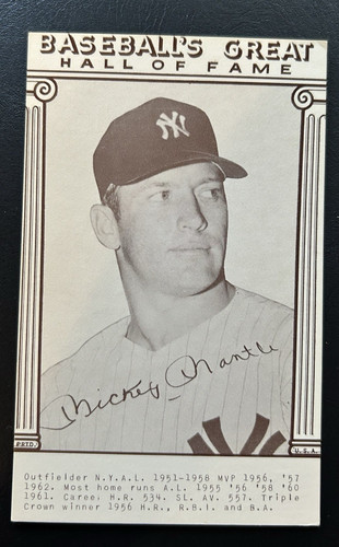 Mickey Mantle 1977 Baseball's Great Hall of Fame Exhibits card