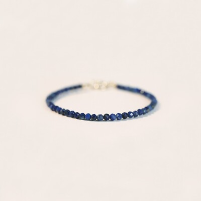 Natürliches Lapislazuli Armband 3 mm facettiert blau Heil Edelstein Schmuck Fußkettchen