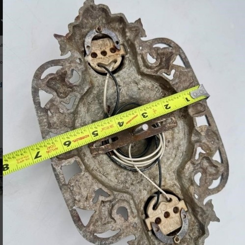 antique 1920s ART DECO FLUSH MOUNT LIGHT FIXTURE by RIDDLE in NICKEL... Restored - Picture 24 of 24