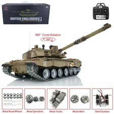 USED 1/16 Henglong Challenger II 3908 7.0 IR BB RC Tank 360°Turret Metal Track