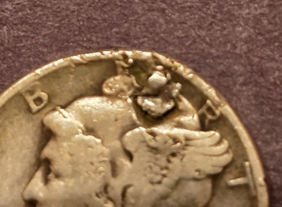 1942 Erro 90% Prata Liberdade Moeda de Mercúrio Ambos os Lados, Grandes e Grossos Cuds - Imagem 3 de 4