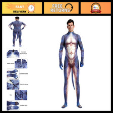 Men's Furry Animal Bodysuit Costume - Big Tail Spandex Jumpsuit for Halloween Pa