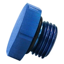 Renegade O-Ring Boss Fitting 60314-1; ORB Plug Blue Anodized -03 ORB Male, Hex