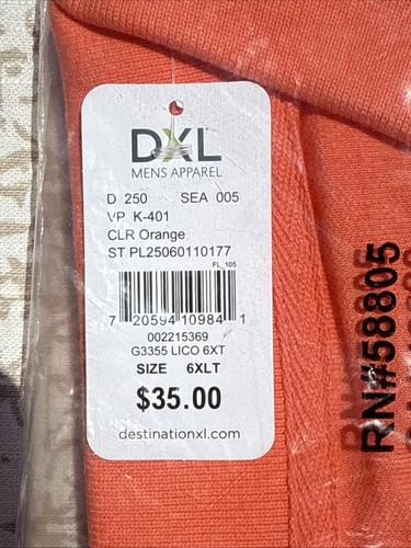 DXL men’s Polo Shirt Orange 6XL Golf Vacation Resort Wedding Casual Big And Tall - Picture 2 of 4