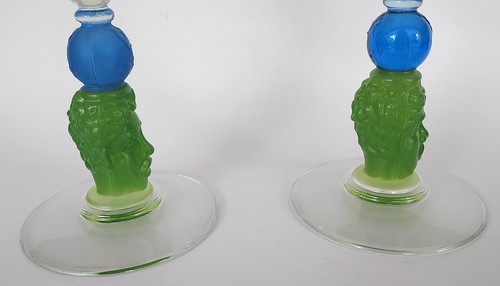 Richard Jolley martini glass set green face blue globe Bombay 1996 - Picture 6 of 11