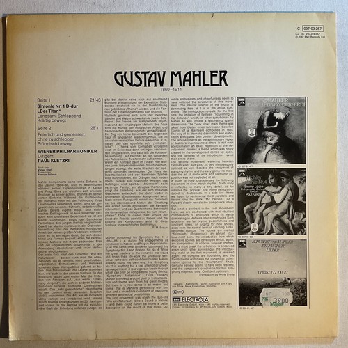 KLETZKI Mahler Sinfonie Nr 1 Ex+ 1970s HMV 1C 037-03-257 LP - Picture 2 of 2