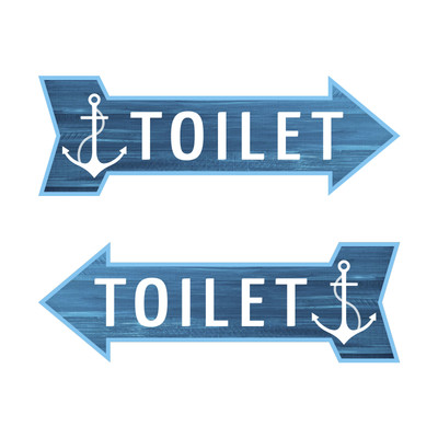 Arrow Shape Toilet 12x4'' Wall or Door Sign | Bathroom & Restroom Signage