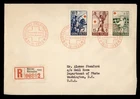 DR WHO 1955 FINLAND FDC? RED CROSS SEMI POST COMBO REGISTERED TO USA M74056