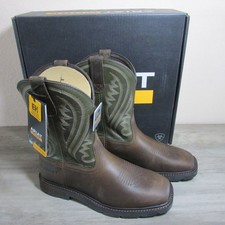 Ariat Men's 13 Groundstomper Square Toe Work Boots Brown/Olive 10042549 