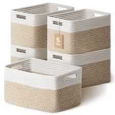 5 Pack Woven Storage Baskets for Shelves, Decorative Basket Organizer Storage...