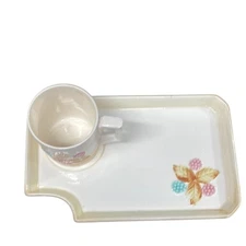 Vintage Snack Plate and Cup Set Floral Design Breakfast Serving Tray
