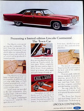 Lincoln Town Car Original 1972 Vintage Print Ad Wall Art